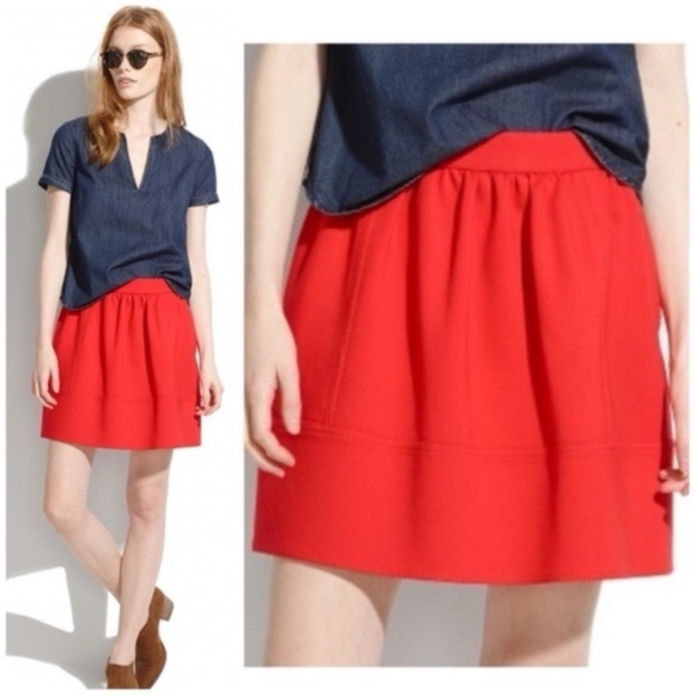 Madewell Red Ponte Swivel Skirt